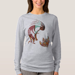 Fjädrar och Kokopelli Southwest T Shirt