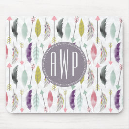 Fjädrar och pilar Monogram Musmatta