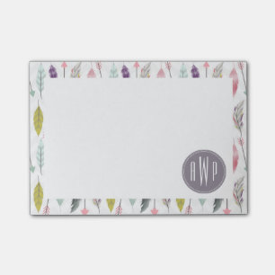 Fjädrar och pilar Monogram Post-it Block