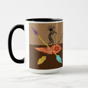Fjädrar och sydvästra Kokopelli Mugg