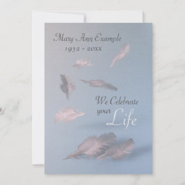 Fjädrar - Personlig Funeral / Life Firande Inbjudningar