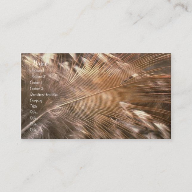 Fjädrar profilerar kortet visitkort (Framsida)