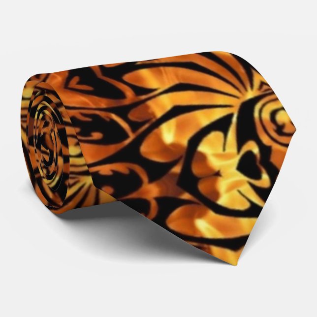 Fjädrar tropiska hawaiiska totem-tatueringar slips (Rullad)