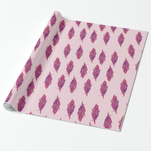 Fjädrar Vattenfärgad Rosa Papper radbrytning Presentpapper