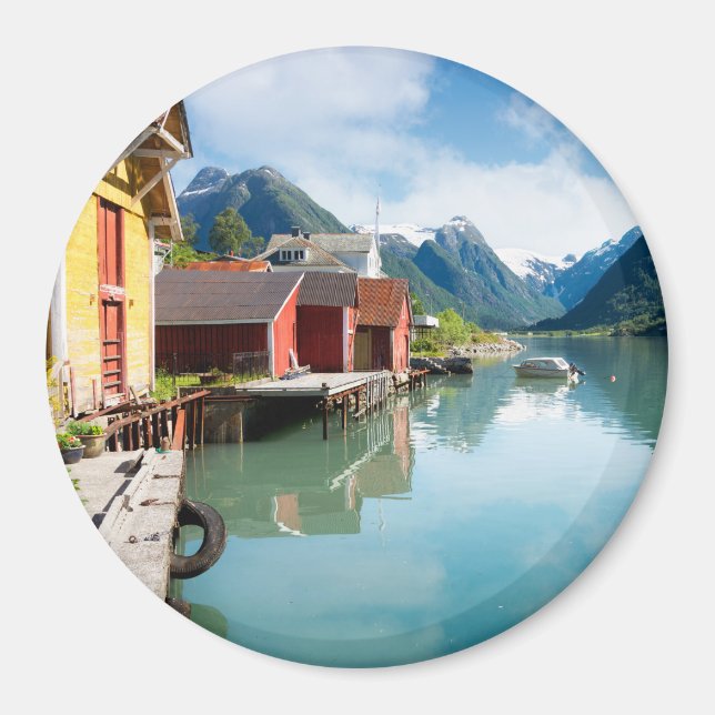 Fjaerlandsfjord fjordlandskap i Norge Magnet (Framsidan)