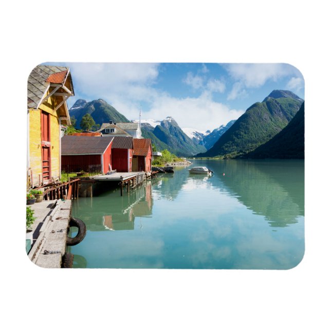 Fjaerlandsfjord fjordlandskap i Norge Magnet (Horisontell)