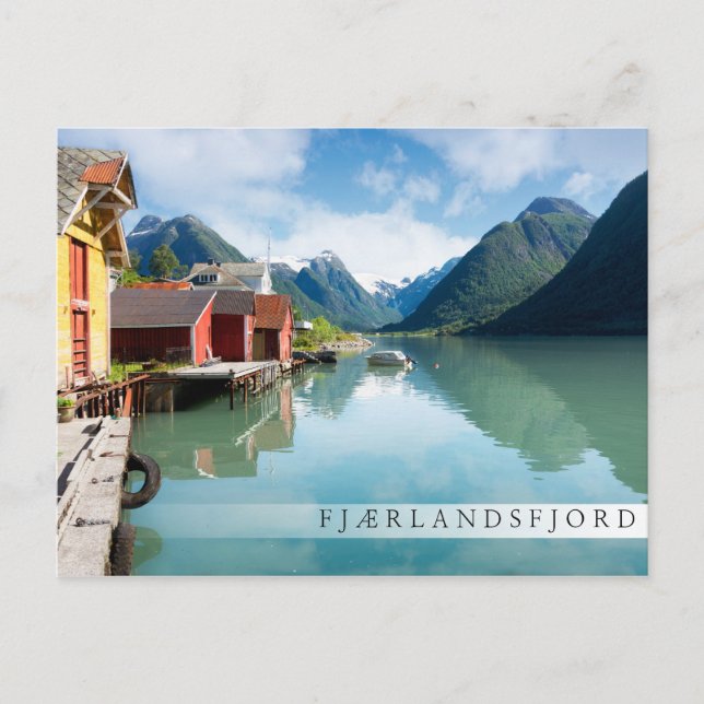 Fjaerlandsfjord fjordlandskap i Norge Vykort (Framsida)