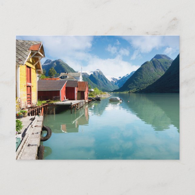 Fjaerlandsfjord fjordlandskap i Norge Vykort (Framsida)