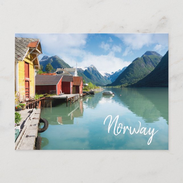Fjaerlandsfjord fjordlandskap i Norge Vykort (Framsida)