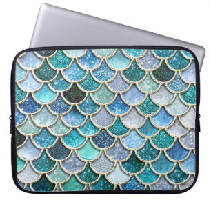 Fjäll för sjöjungfru för silvergnistraglitter laptop sleeve