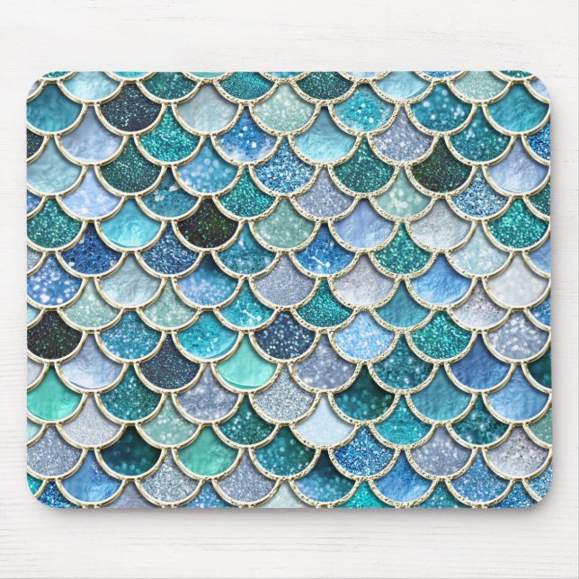Fjäll för sjöjungfru för silvergnistraglitter musmatta (Framsidan)