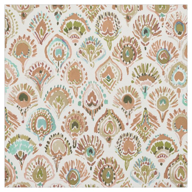 Fjäll och fjädrar för Mint för PÅFÅGELSJÖJUNGFRU Tyg (Provkarta)