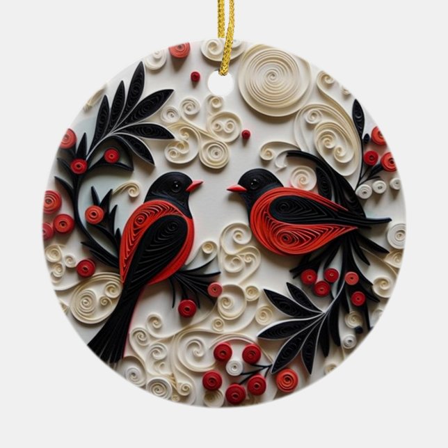 "Fjällande julfåglar Ornament" Julgransprydnad Keramik (Framsidan)