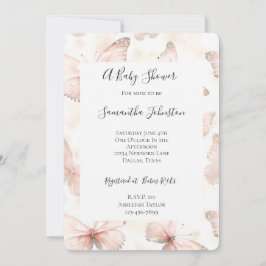 Fjällandssmyckade Rosa Fjärilar Baby Shower Inbjudningar