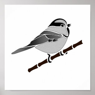 Fjällfågelvilt i Chickadee Illustrated Poster