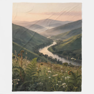 Fjällflodslandskap Konsttryck Fläskfilt Blanket Fleecefilt