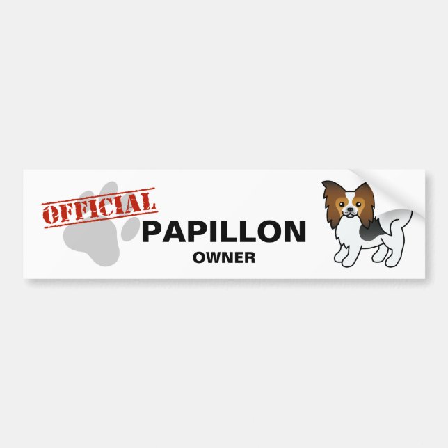 Fjällhund Trefärgad Papillon Tecknad Hund Bildekal (Framsidan)
