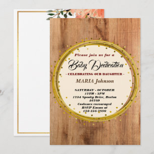 Fjällig fjäril Vattenfärg Blommig Bebis-dop  Inbjudningar