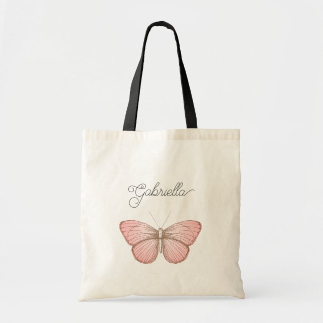 Fjällig Rosa Fjäril Tygkasse (Framsidan)