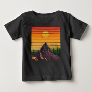 FJÄLLNATUR VINTAGE SOLNEDGÅNGS SCENERI T SHIRT