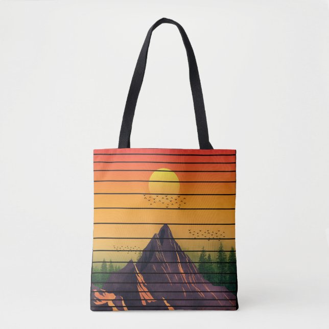 FJÄLLNATUR VINTAGE SOLNEDGÅNGS SCENERI  TYGKASSE (Framsida)