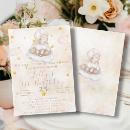 Fjällpinkmolns dammstjärnor 1:a födelsedag inbjudningar