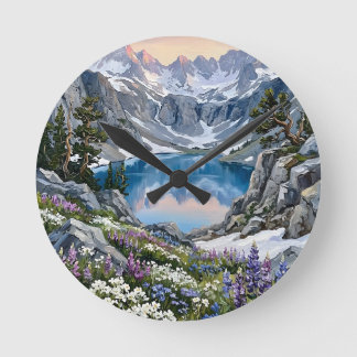Fjällsjö Vildblommig Äng Konst Rund Klocka
