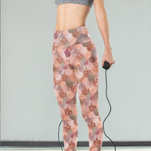Fjällskal Sjömansflicka Rosa Guld Glitter Glam Leggings