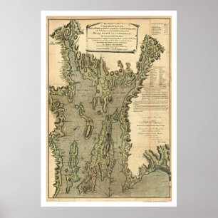 Fjärd av den Narraganset kartan 1777 Poster