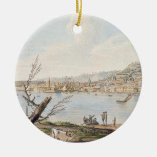 Fjärd av Naples från havskust nära den Maddalen Julgransprydnad Keramik