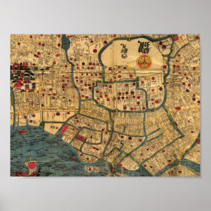Fjärd av Tokyo den japanska kartaaffischen, Edo Poster