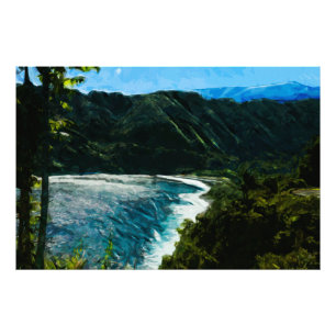 Fjärd på vägen till Hana Maui Hawaii abstrakt Fototryck