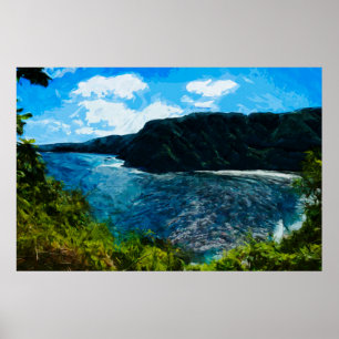Fjärd på vägen till Hana Maui Hawaii abstrakt Poster