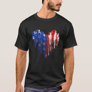 Fjärde 4 juli Hund Heart American Flagga Pat T Shirt