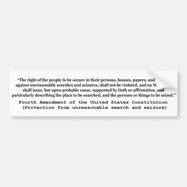 Fjärde ändringen av Förenade Stater-konstitutionen Bildekal (Framsidan)