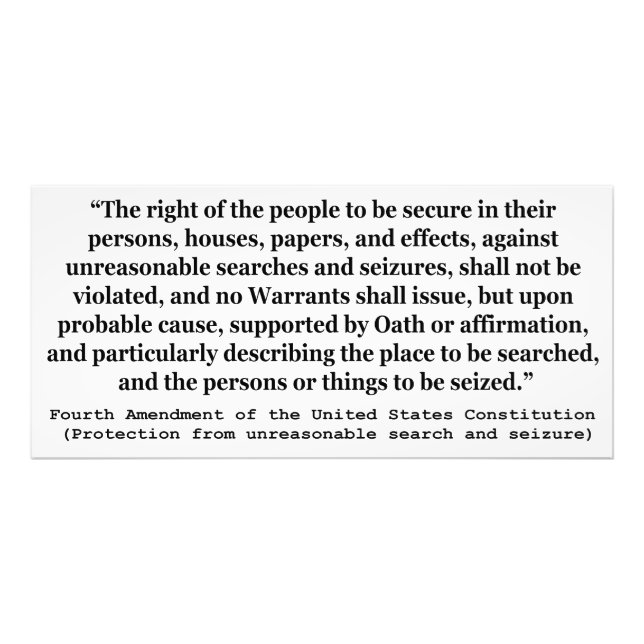 Fjärde ändringen av Förenade Stater-konstitutionen Fototryck (Framsidan)