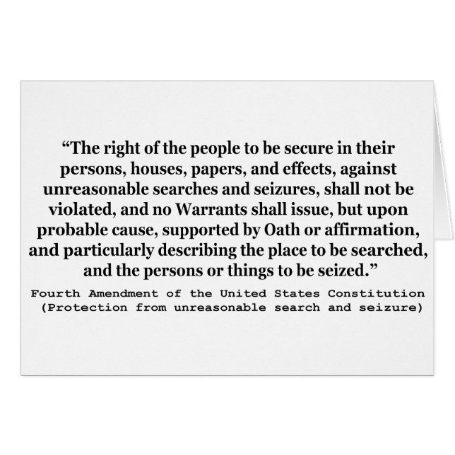 Fjärde ändringen av Förenade Stater-konstitutionen Hälsningskort (Framsidan Horizontal)