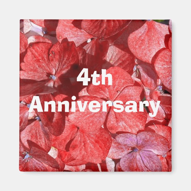 Fjärde årsdagen av magnet med Hydrangas (Framsidan)