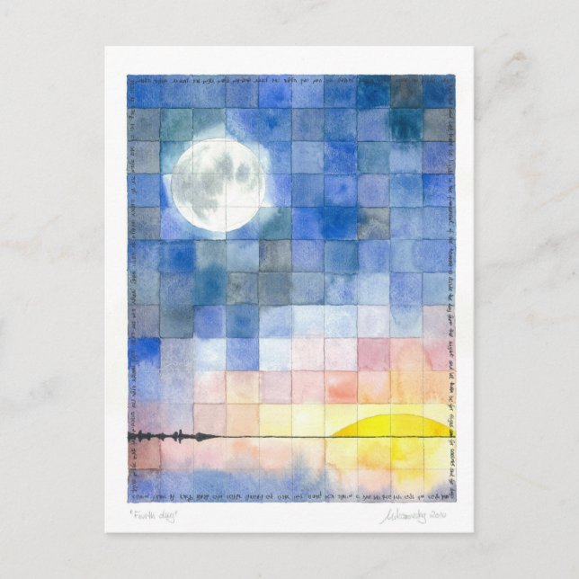 Fjärde dagen (7 dagar då det skapades) vykort (Framsida)