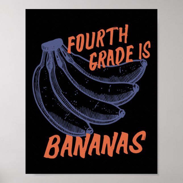 Fjärde fjärde Klass-läraren Bananas Lärare Kids ti Poster (Framsidan)
