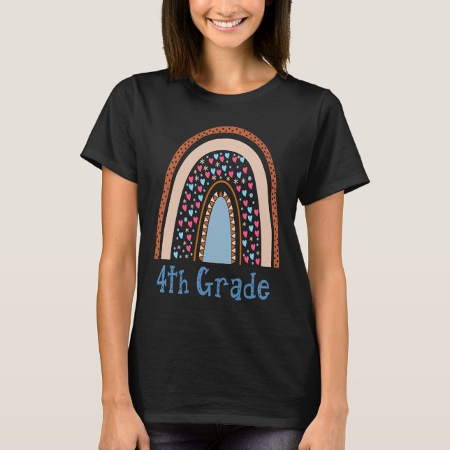 Fjärde fjärde Klass-läraren Studenter Regnbåge bac T Shirt (Framsida)