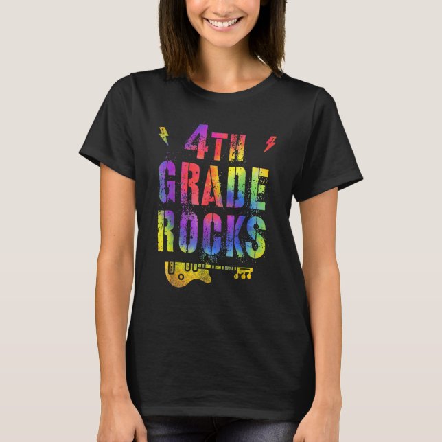 Fjärde fjärde Sten Tie Dye Back to school Teac Kla T Shirt (Framsida)