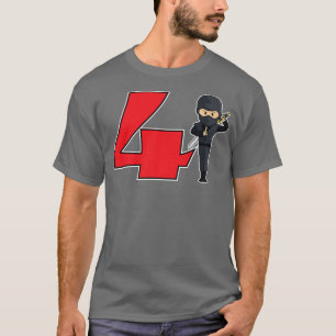 Fjärde födelsedagen Ninja Samurai Karate Taekwondo T Shirt