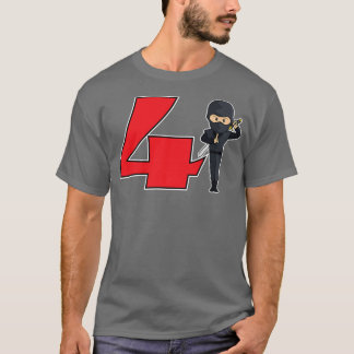 Fjärde födelsedagen Ninja Samurai Karate Taekwondo T Shirt