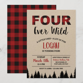 fjärde födelsedagsinbjudan fyra gånger om Vilden 4 Inbjudningar