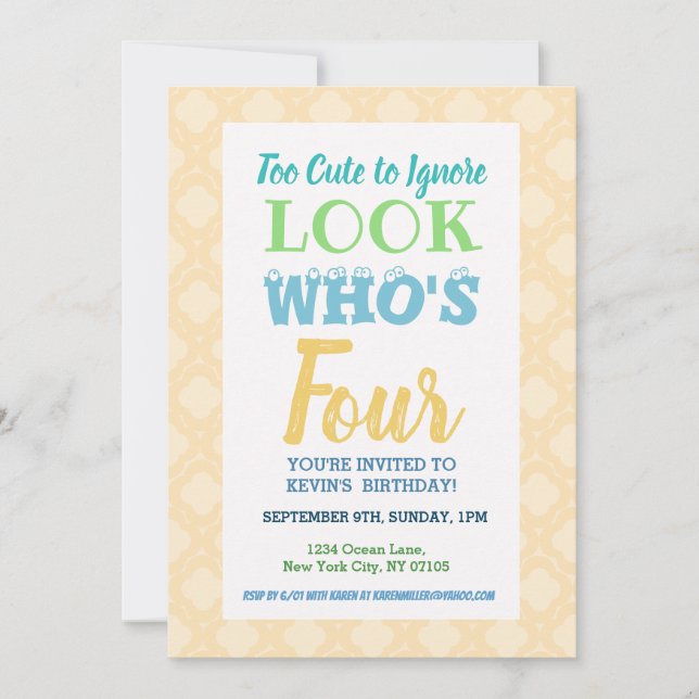 Fjärde födelsedagsinbjudan inbjudningar (Framsida)