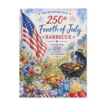 Fjärde juli 250 år patriotisk akvarell grillfest