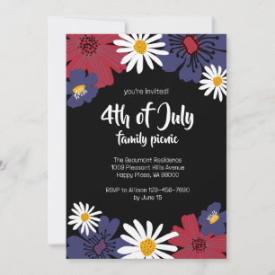 Fjärde juli 4:e Blommigtens familjepiljö - inbjuda Inbjudningar
