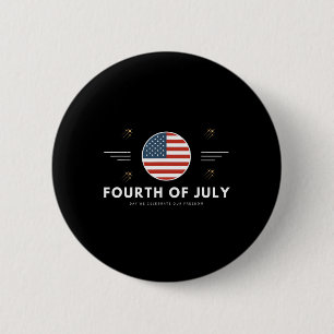 Fjärde juli, 4:e juli, Amerikanska flaggan USA Knapp