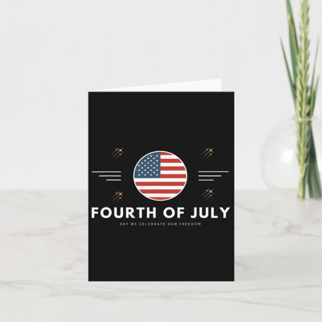 Fjärde juli, 4:e juli, Amerikanska flaggan USA Kort (Framsida)